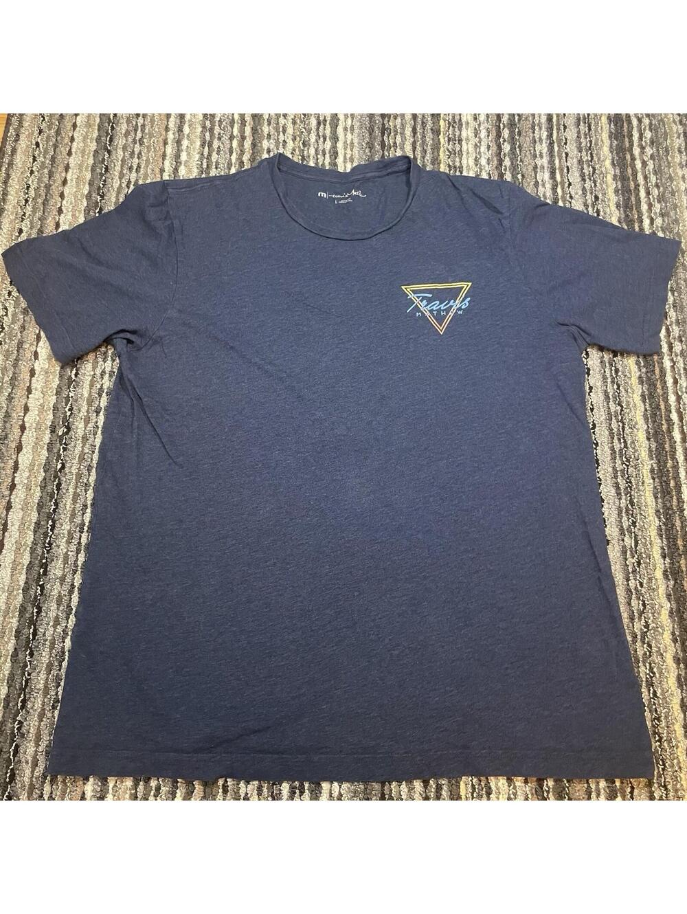 Travis Mathew Logo T Shirt Navy Short Sleeve Crew Neck Mens Size Large